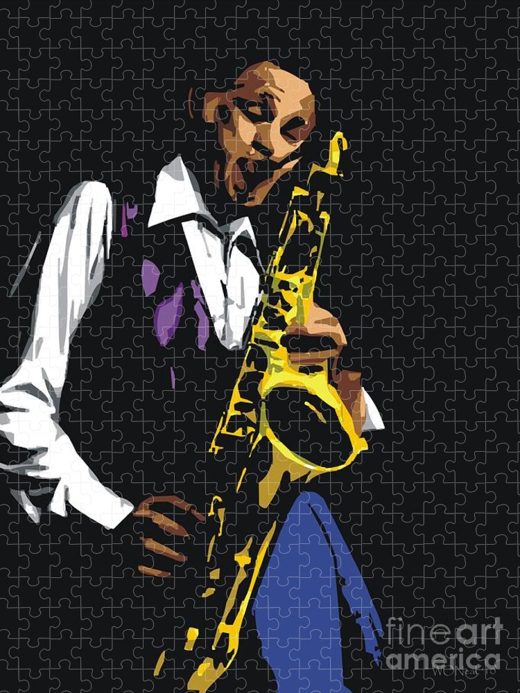 Male Portraits Jigsaw Puzzle featuring the digital art Dexter Gordon by Walter Neal