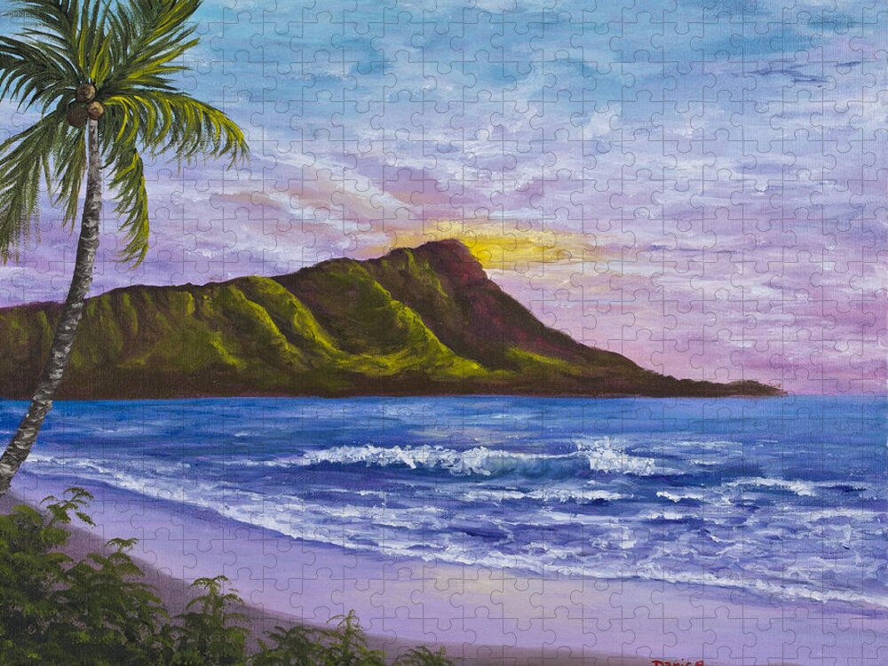 Hawaii Jigsaw Puzzle featuring the painting Diamond Head by Darice Machel McGuire