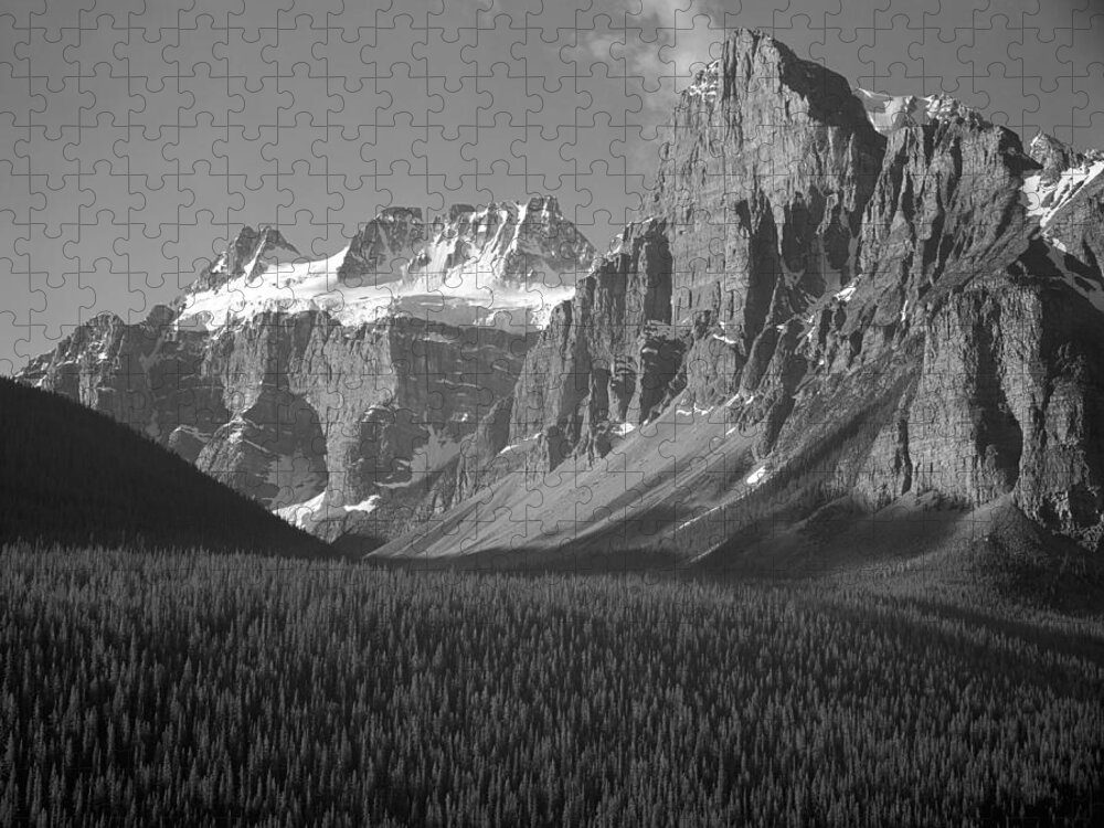 Dident Mountain Jigsaw Puzzle featuring the photograph 1M3476-Quadra and Babel Mountains-BW by Ed Cooper Photography