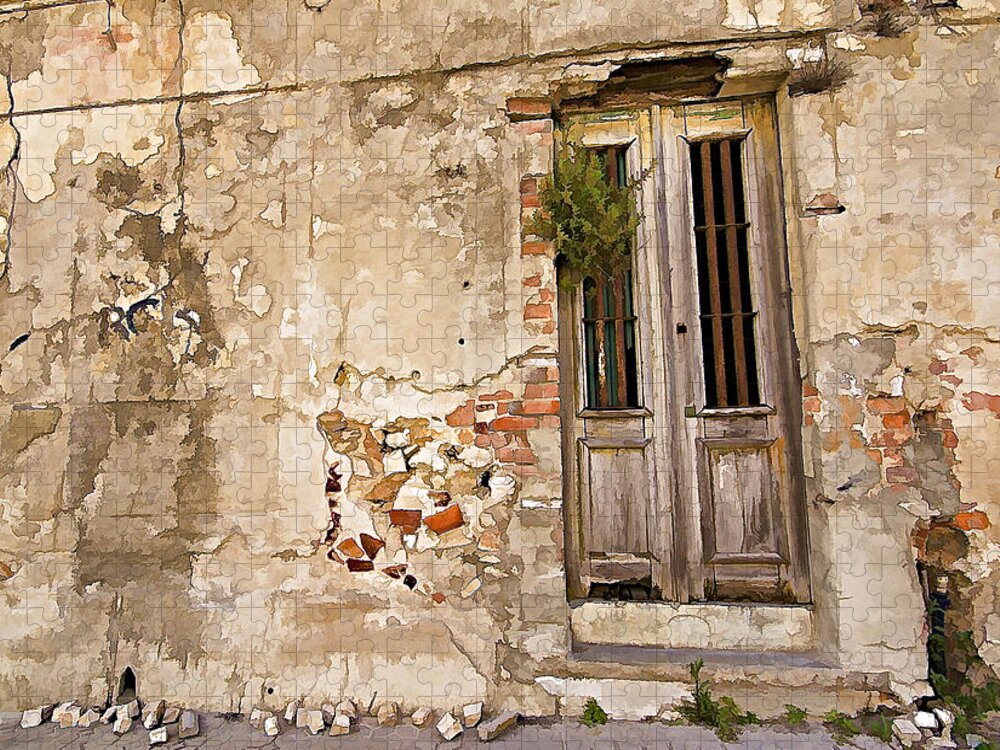 Abandon Jigsaw Puzzle featuring the photograph Dilapidated Brown Wood Door of Portugal II by David Letts