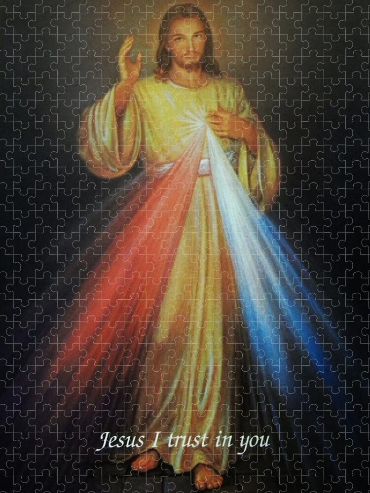 Divine Mercy Jigsaw Puzzle featuring the photograph Divine Mercy Jesus by Anna Baker