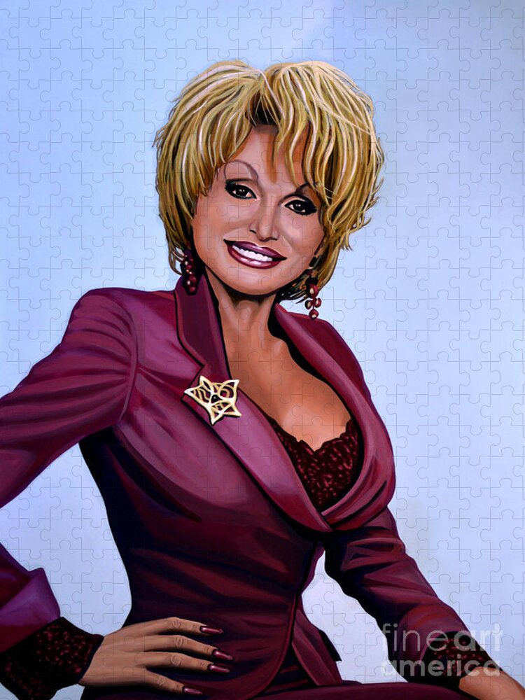 Dolly Parton Jigsaw Puzzle featuring the painting Dolly Parton by Paul Meijering