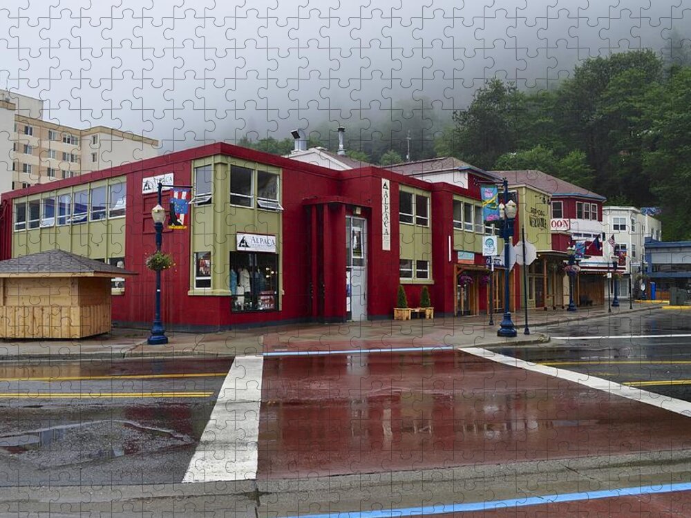 Juneau Jigsaw Puzzle featuring the photograph Downtown Juneau on a Rainy Day by Cathy Mahnke