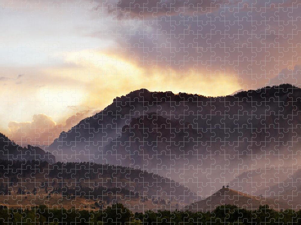 Scenics Jigsaw Puzzle featuring the photograph Dramatic Smoke And Fog Mountain Scene by Beklaus