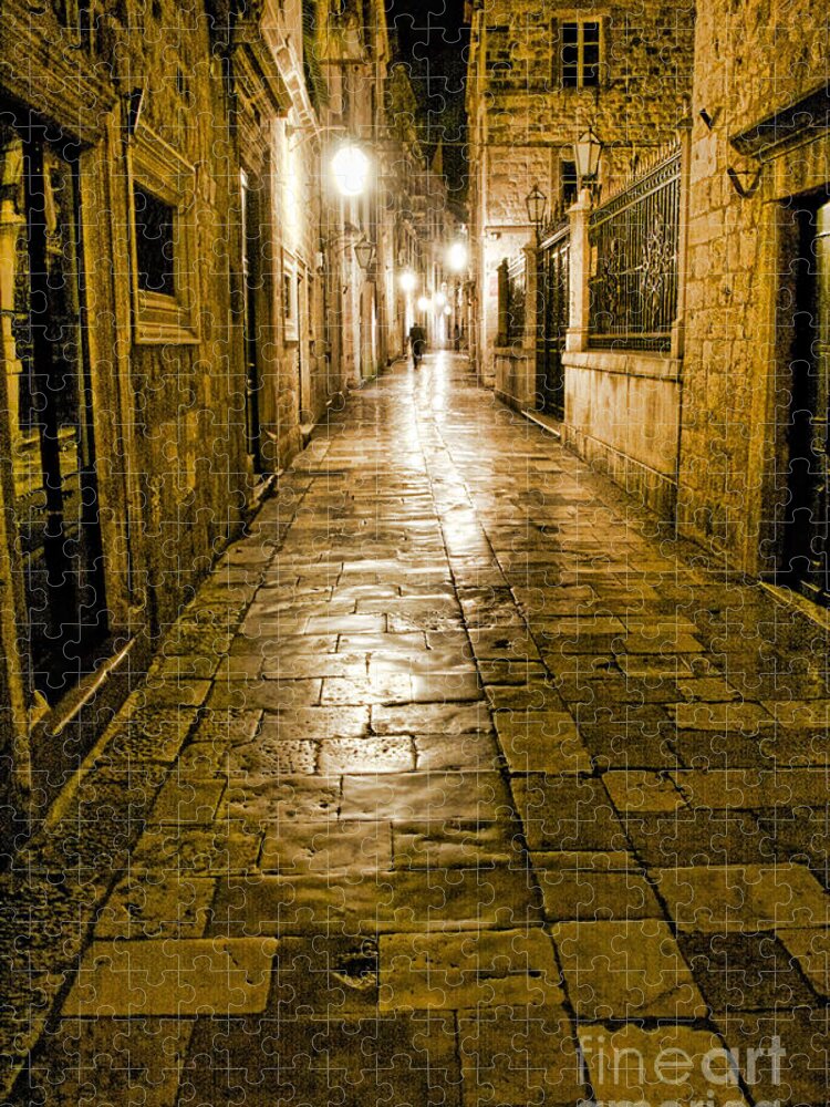Europe Jigsaw Puzzle featuring the photograph Dubrovnik Streets At Night by Crystal Nederman
