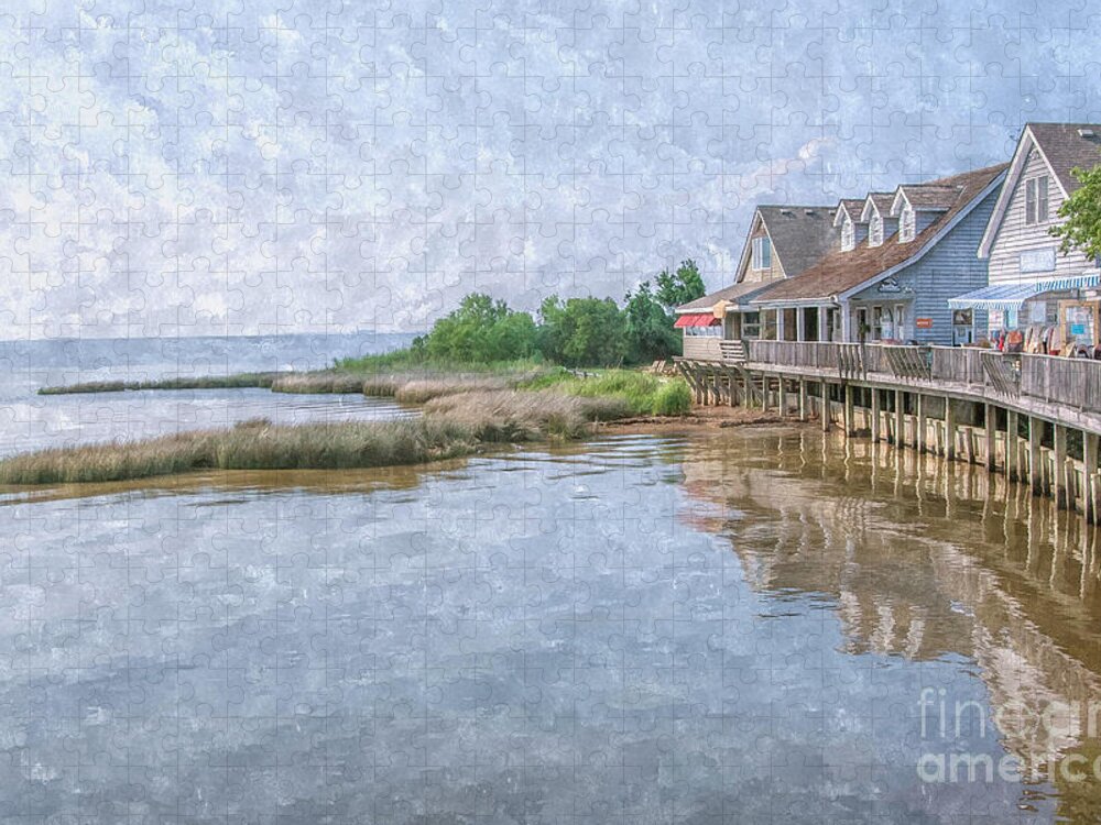 Duck Shops Outer Banks Jigsaw Puzzle featuring the digital art Duck Shops Outer Banks by Randy Steele