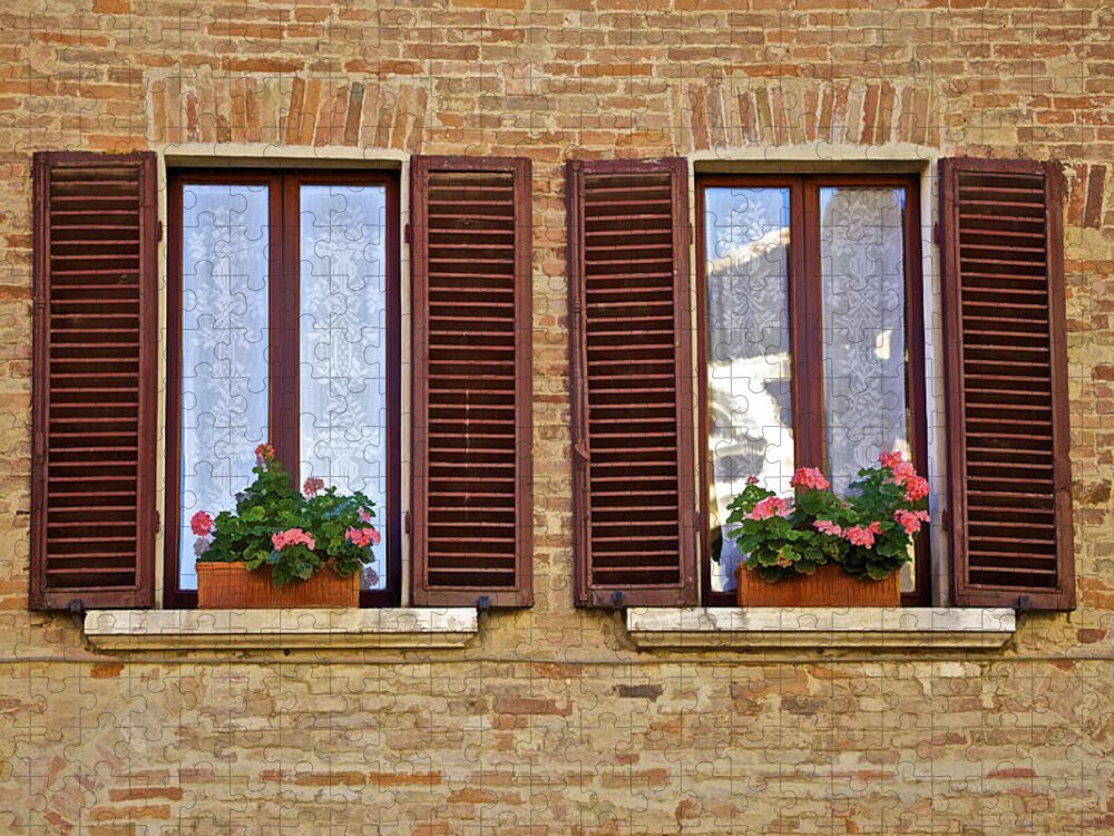 Art Jigsaw Puzzle featuring the photograph Dueling Windows of Tuscany by David Letts