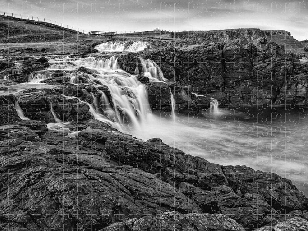 Dunseverick Jigsaw Puzzle featuring the photograph Dunseverick Waterfall by Nigel R Bell