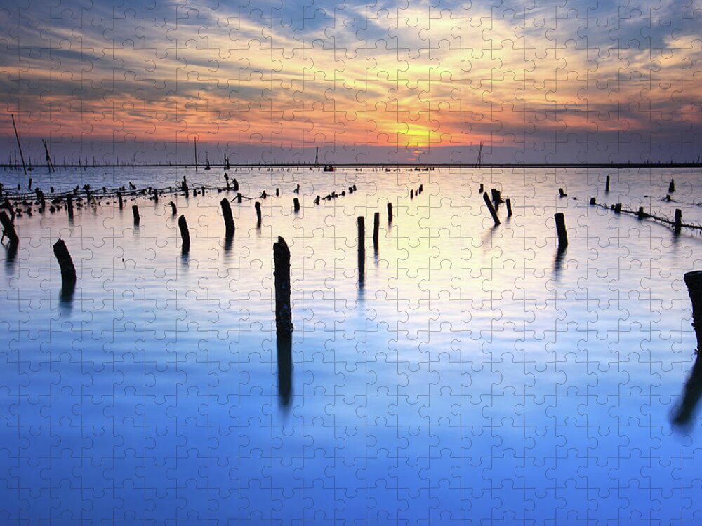 Tranquility Jigsaw Puzzle featuring the photograph Dusk At Oyster Field by Thunderbolt tw (bai Heng-yao) Photography