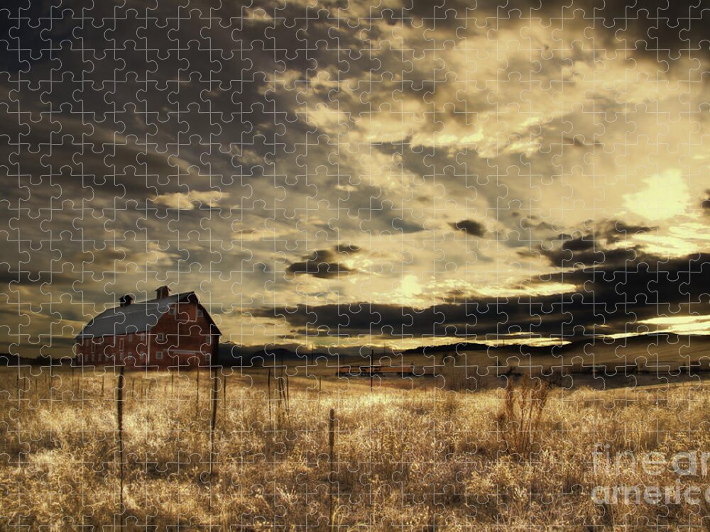 Ranch Jigsaw Puzzle featuring the photograph Dusk at the Red Barn by Kristal Kraft