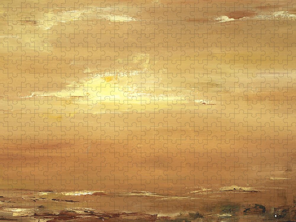 Costal Jigsaw Puzzle featuring the painting Dusk by Tamara Nelson