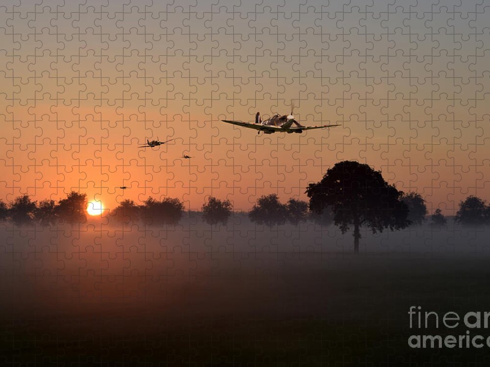 Supermarine Jigsaw Puzzle featuring the digital art Early Birds by Airpower Art