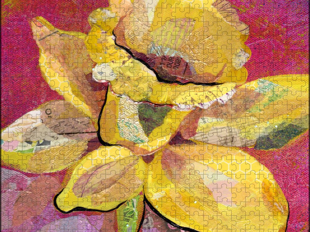 Flower Paintings Jigsaw Puzzle featuring the painting Early Spring III Daffodil Series by Shadia Derbyshire