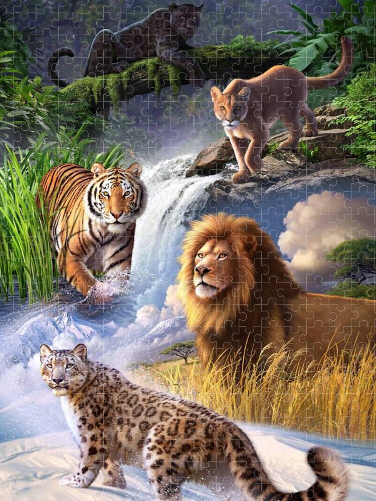 Big Cats Jigsaw Puzzle featuring the digital art Earth Day 2013 poster by Jerry LoFaro