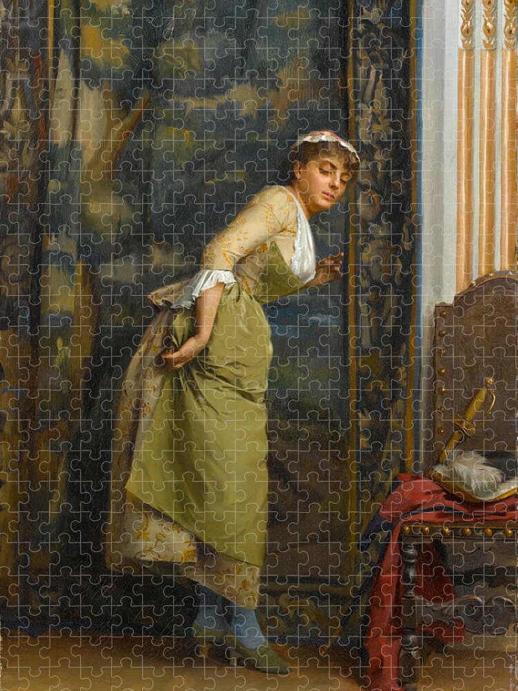 Theodoros Rallis Jigsaw Puzzle featuring the painting Eavesdropping by Theodoros Rallis