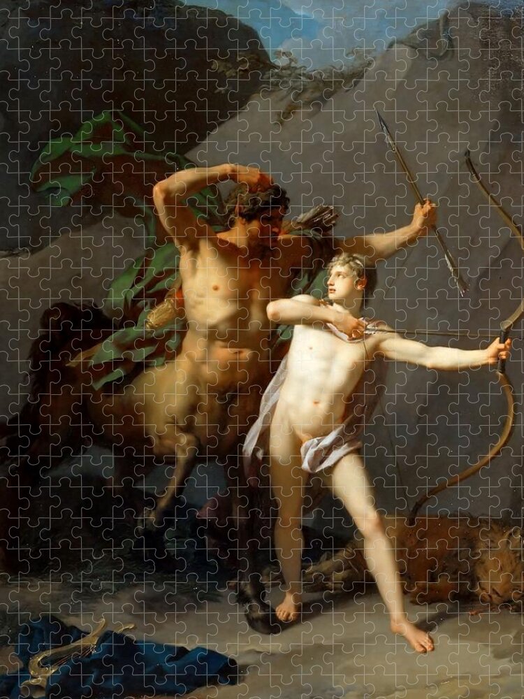 Jean Baptiste Regnault Jigsaw Puzzle featuring the painting Education of Achilles by Jean Baptiste Regnault