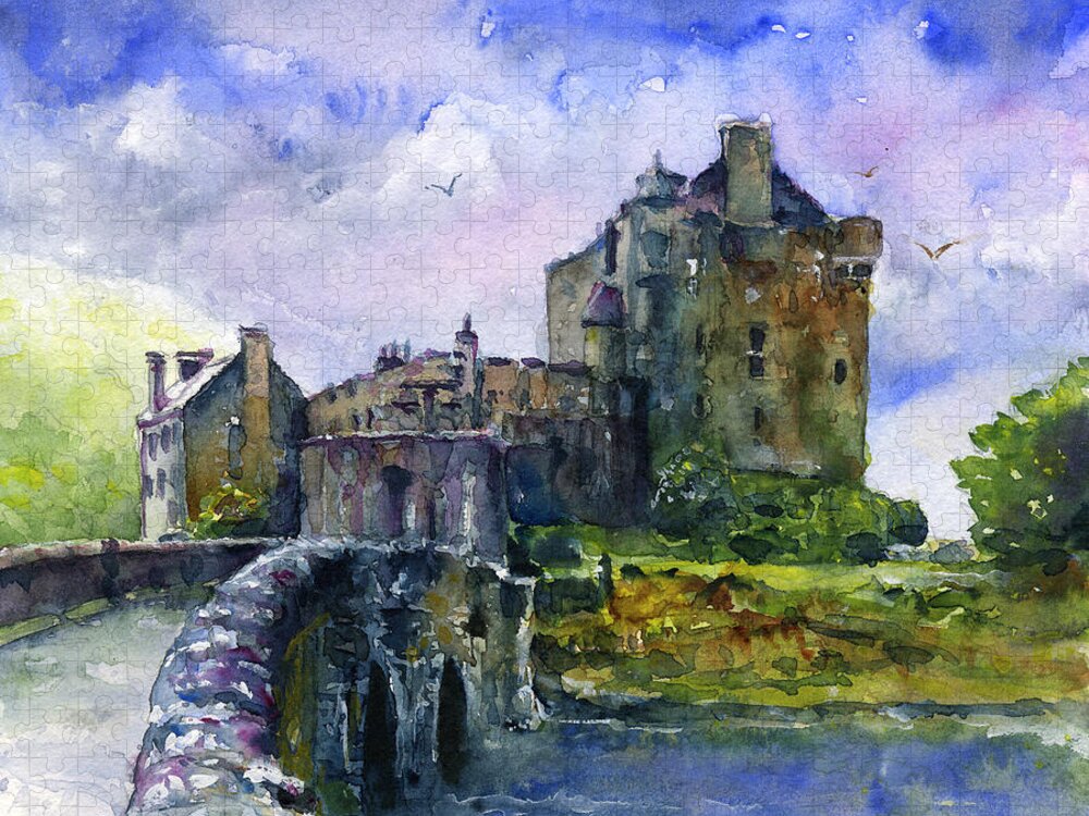 Castle Jigsaw Puzzle featuring the painting Eilean Donan Castle Scotland by John D Benson