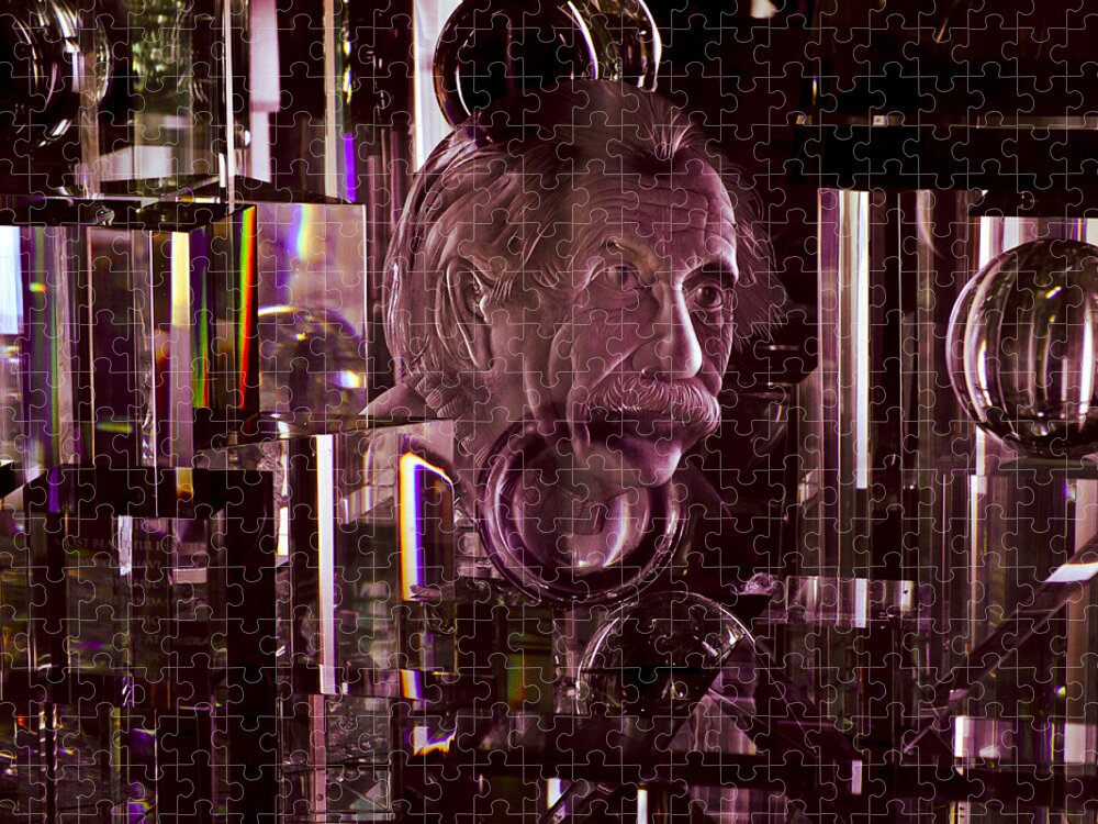 Albert Einstein Jigsaw Puzzle featuring the photograph Einstein in Crystal - Purple by Christi Kraft