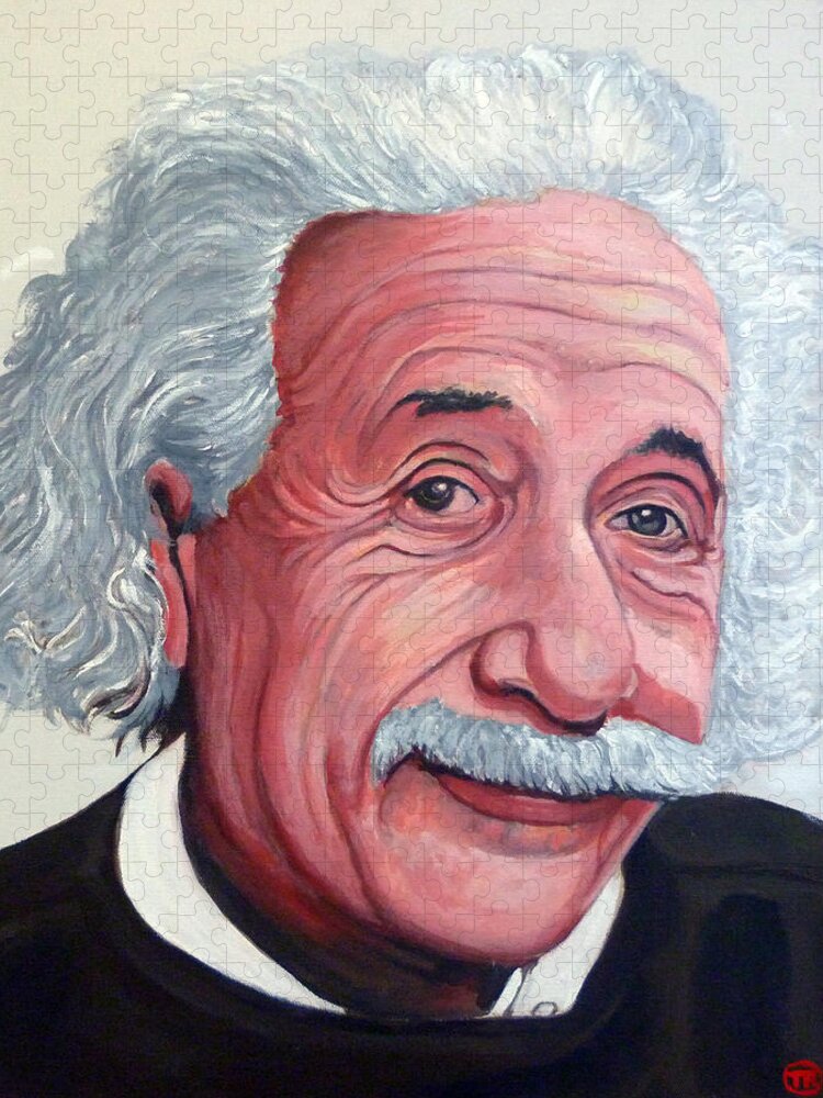Einstein Jigsaw Puzzle featuring the painting Einstein by Tom Roderick