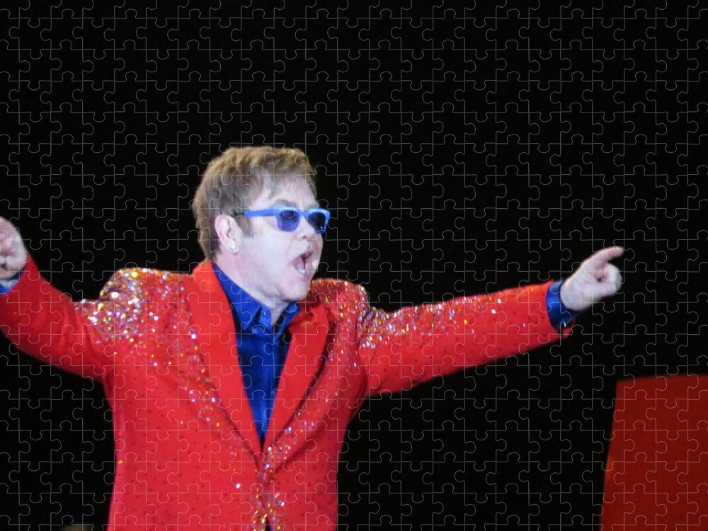 Elton Jigsaw Puzzle featuring the photograph EJ plays soldout concert by Aaron Martens