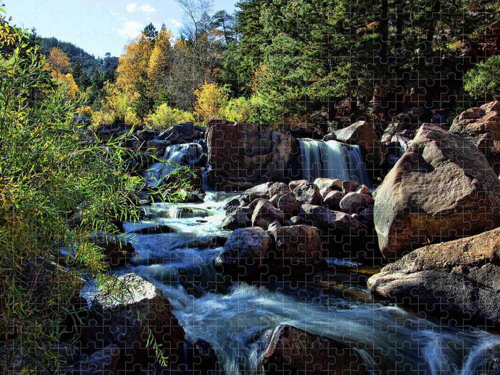 Autumn Colors Jigsaw Puzzle featuring the photograph El Dorado Falls by Jim Garrison