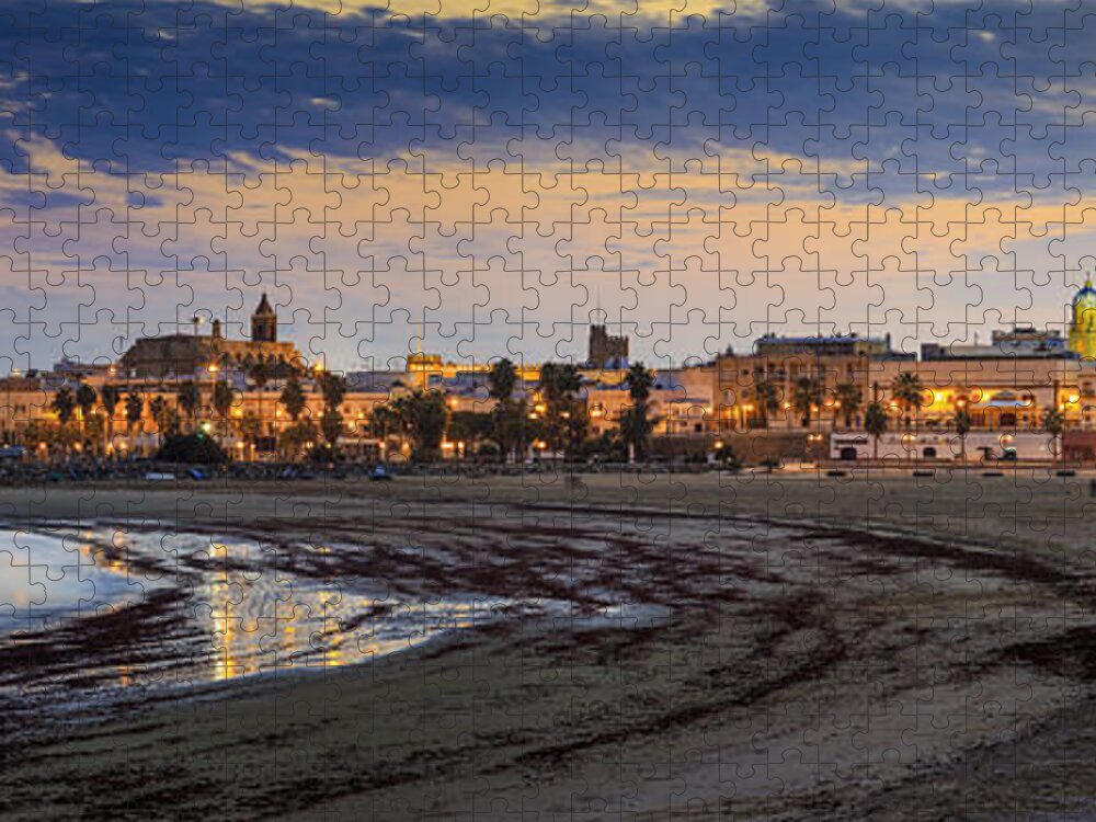 Andalucia Jigsaw Puzzle featuring the photograph El Rompidillo Beach Panorama Cadiz Spain by Pablo Avanzini