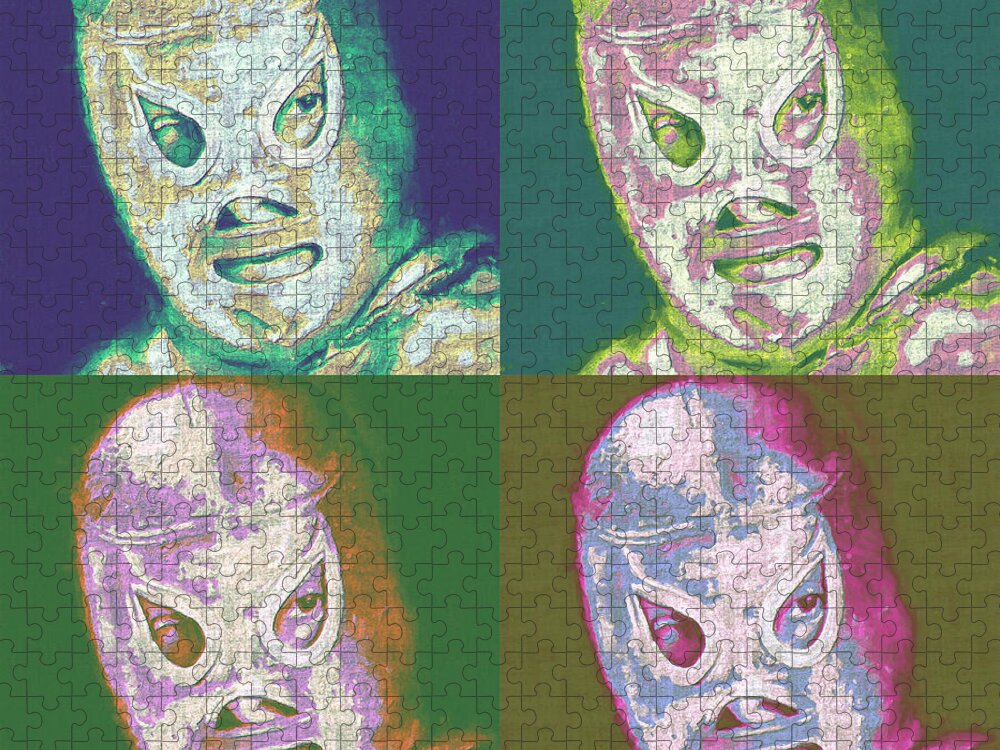 El Santo Jigsaw Puzzle featuring the photograph El Santo The Masked Wrestler Four 20130218 by Wingsdomain Art and Photography
