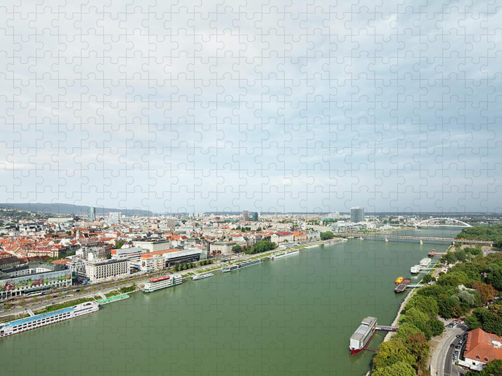 Outdoors Jigsaw Puzzle featuring the photograph Elevated View Of Bratislava, Danube by Raimund Koch