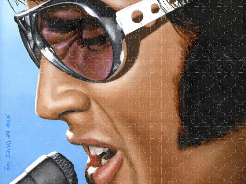 Elvis Jigsaw Puzzle featuring the painting Elvis 24 1970 by Rob De Vries