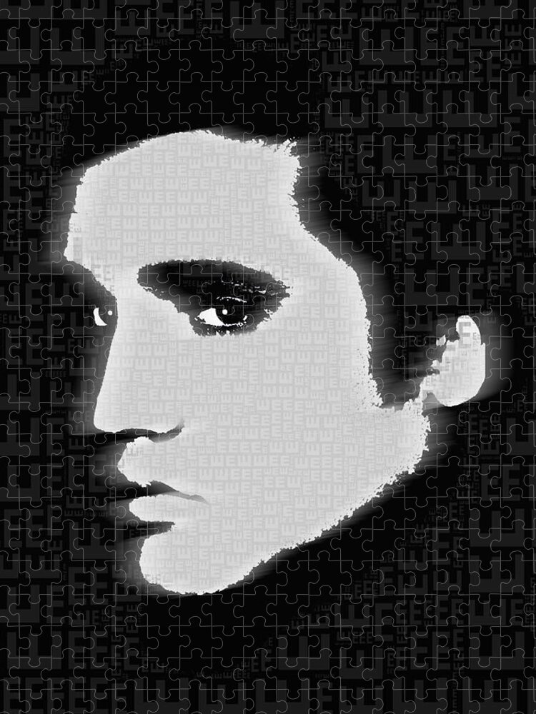 Elvis Presley Jigsaw Puzzle featuring the painting Elvis Presley Silhouette On Black by Tony Rubino