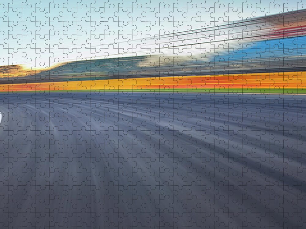 Curve Jigsaw Puzzle featuring the photograph Empty Race Track Background by Aaron Foster