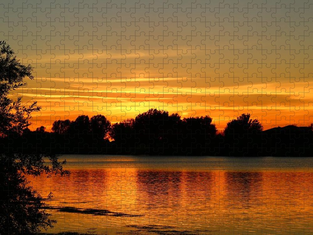 Sunset Jigsaw Puzzle featuring the photograph End of summer sunset by Lynn Hopwood