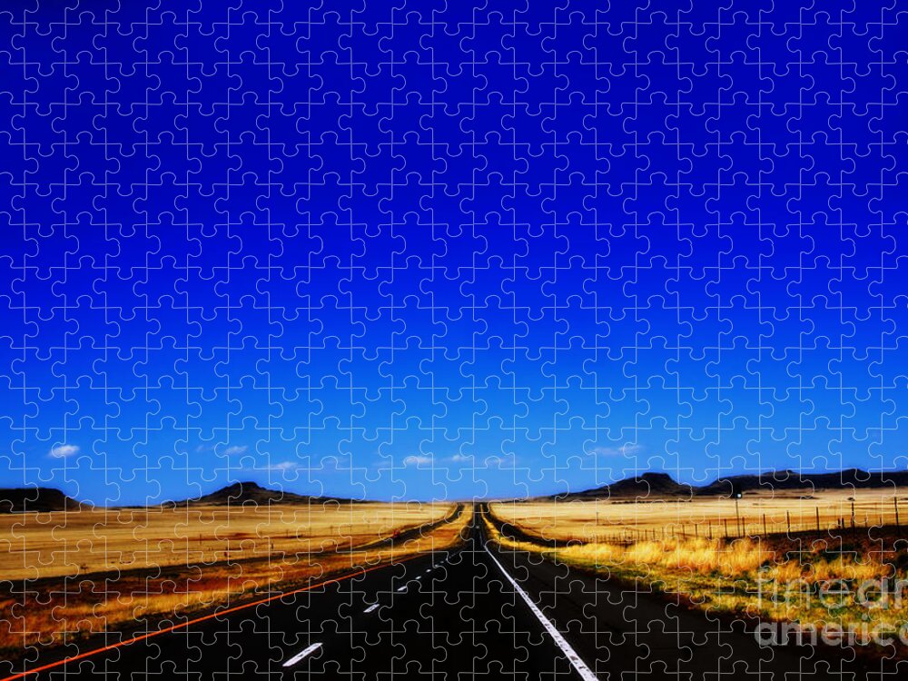 Long Road Jigsaw Puzzle featuring the photograph Endless Roads in New Mexico by Susanne Van Hulst