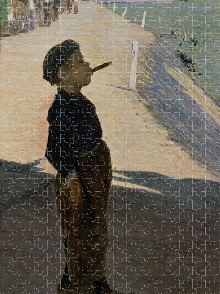 Smoking Jigsaw Puzzle featuring the photograph Enjoying Life, Volendam, Zuider Zee by George Sherwood Hunter