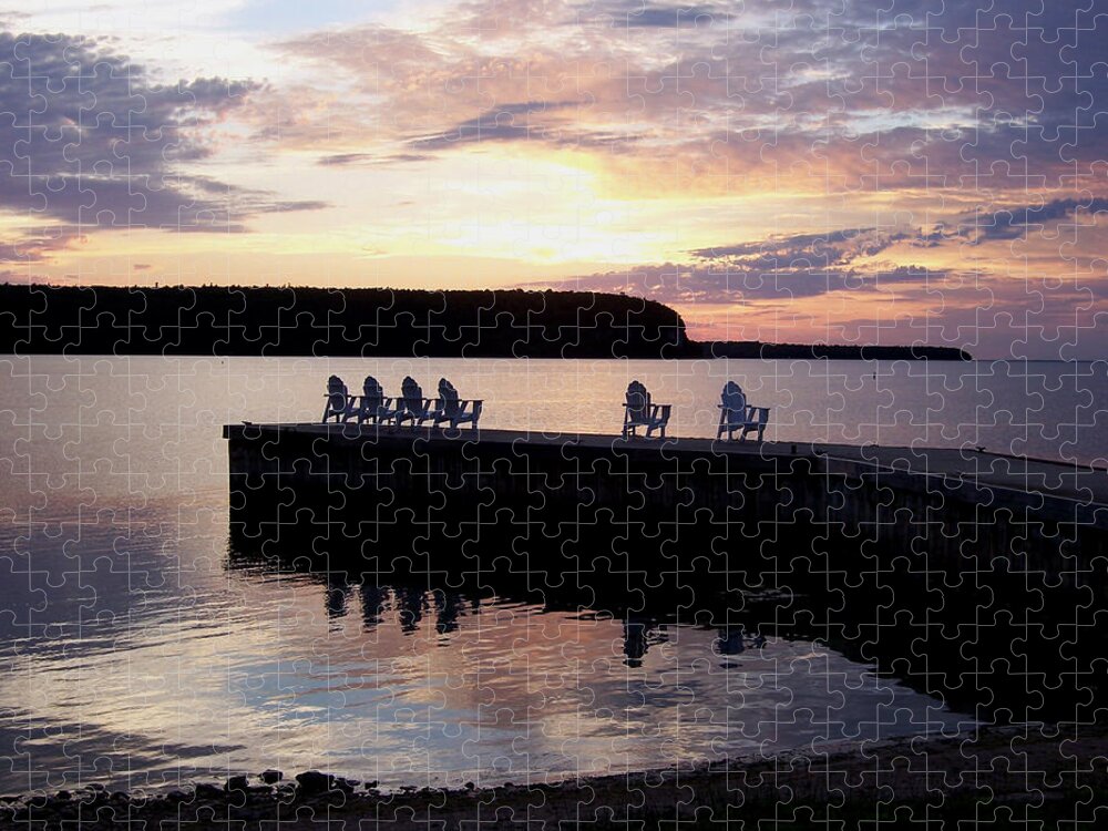 Ephraim Jigsaw Puzzle featuring the photograph Ephraim Dock Sunset at Old Post Office by David T Wilkinson