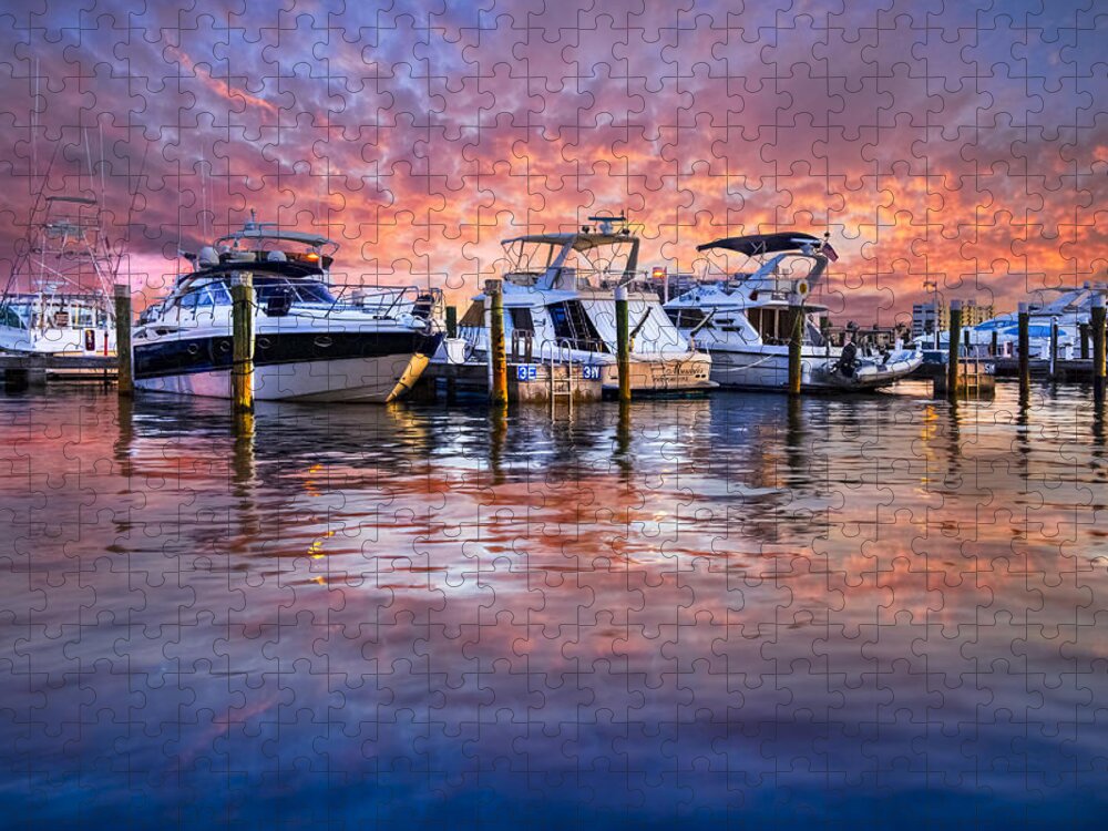 Boats Jigsaw Puzzle featuring the photograph Evening Harbor by Debra and Dave Vanderlaan