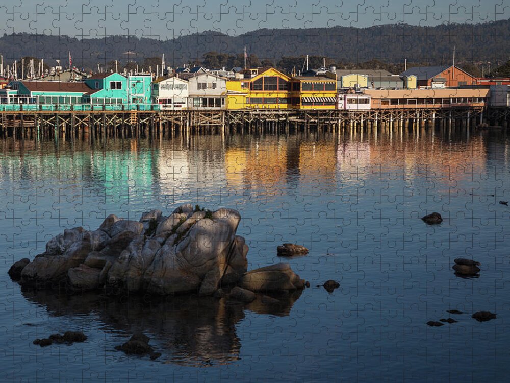 Tranquility Jigsaw Puzzle featuring the photograph Evening Light On Fishermans Wharf by Karen Desjardin