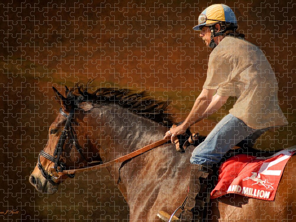 Race Jigsaw Puzzle featuring the photograph Exercising Morty by Fran J Scott