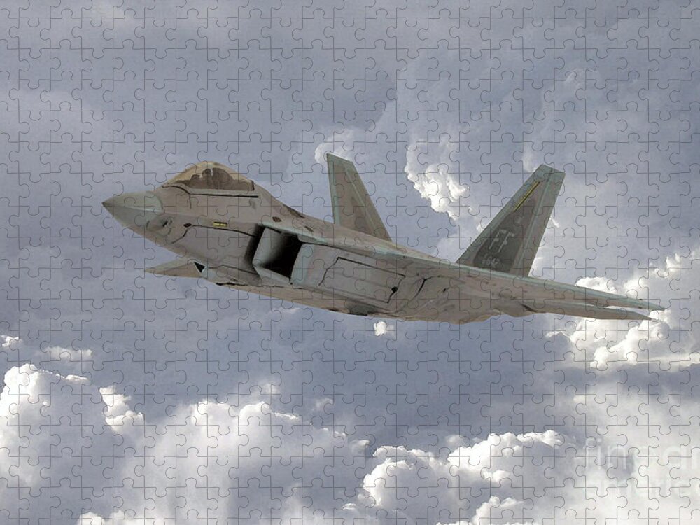 F22 Raptor Jigsaw Puzzle featuring the digital art F-22 Raptor by Airpower Art