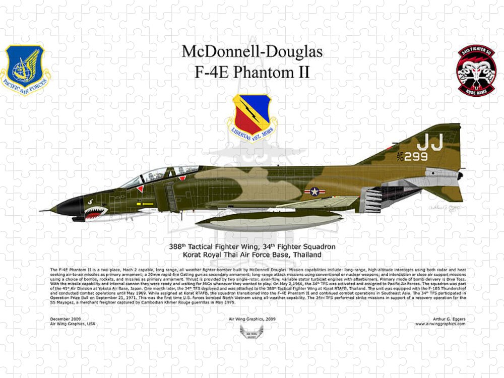 Mcdonnell Douglas Jigsaw Puzzle featuring the digital art F-4E Phantom II by Arthur Eggers