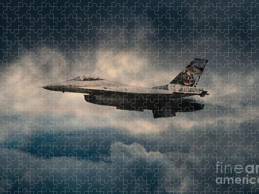 F1- Fighting Falcon Jigsaw Puzzle featuring the digital art F16 Tiger by Airpower Art