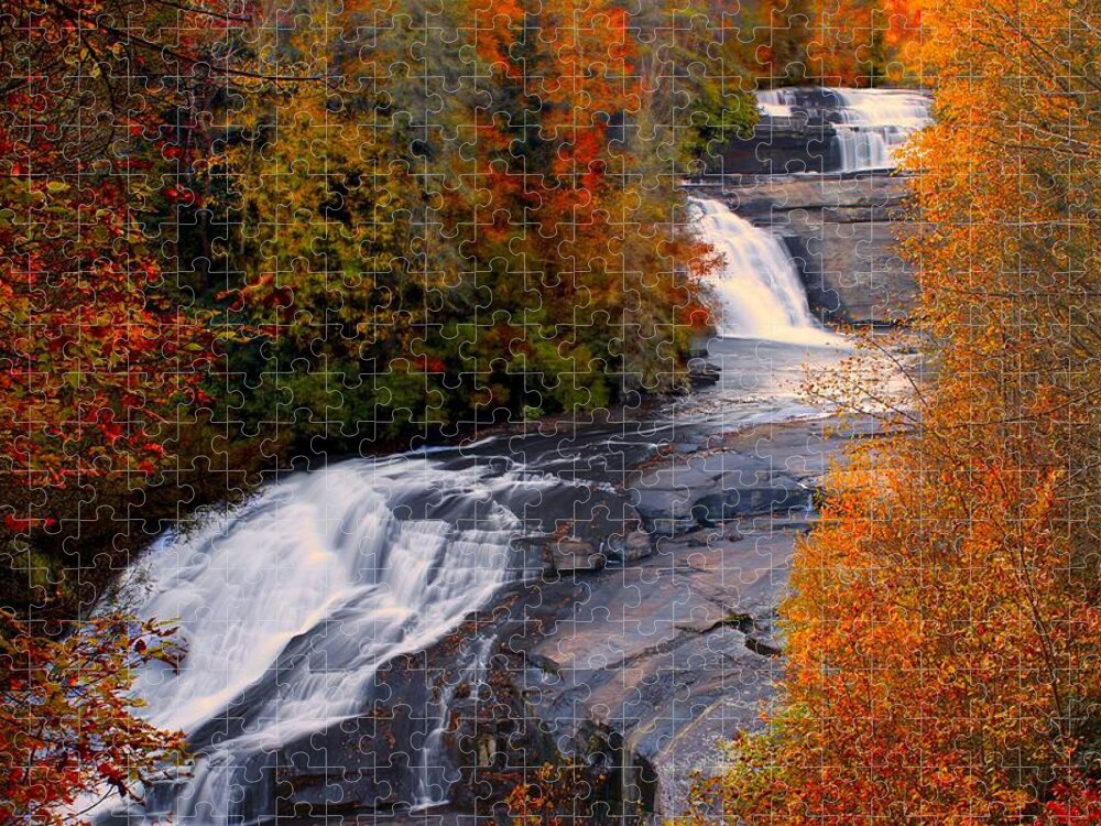 Dupont Triple Falls Jigsaw Puzzle featuring the photograph Fall at Triple Falls by Carol Montoya