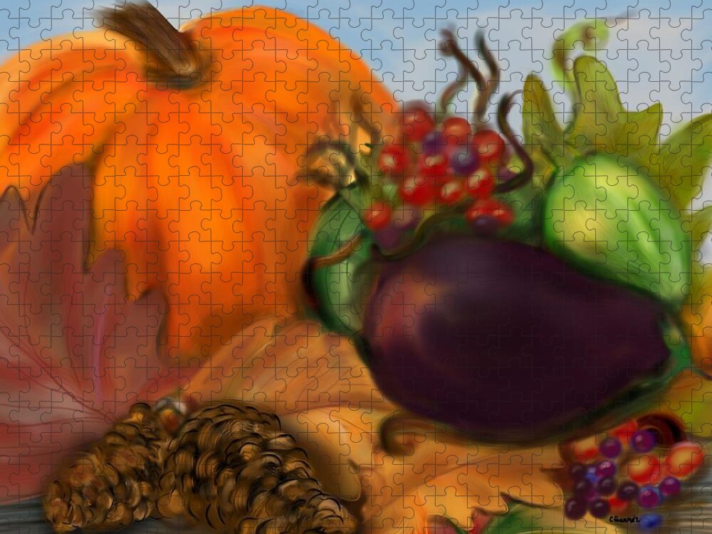 Autumn Jigsaw Puzzle featuring the digital art Fall Festival by Christine Fournier