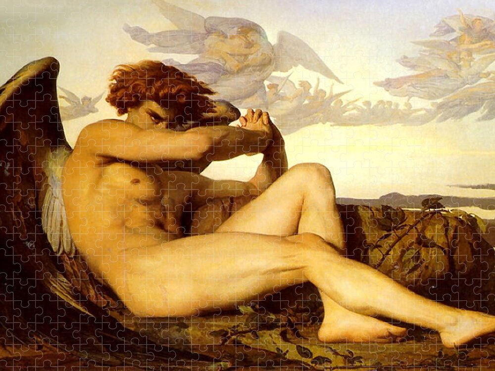 Alexandre Cabanel Jigsaw Puzzle featuring the painting Fallen Angel by Alexandre Cabanel