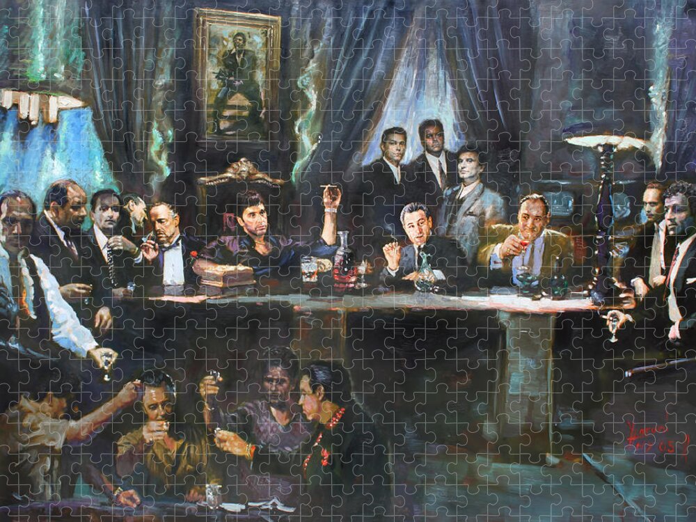 Celebrities Jigsaw Puzzle featuring the painting Fallen Last Supper Bad Guys by Ylli Haruni