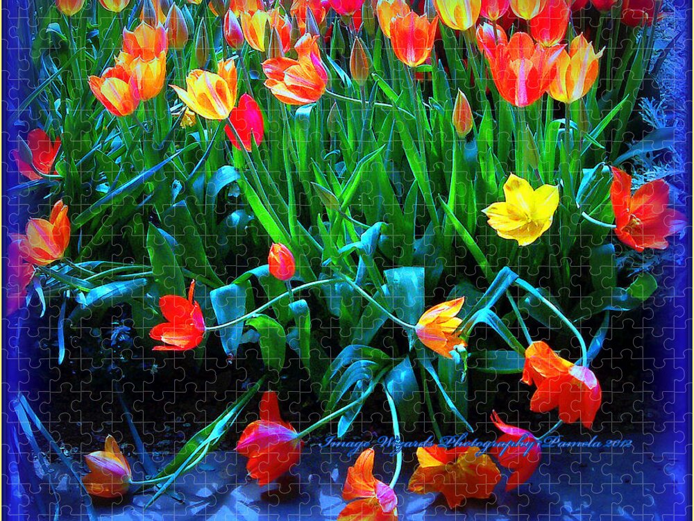 Fallen Tulips Jigsaw Puzzle featuring the digital art Fallen Tulips by Pamela Smale Williams