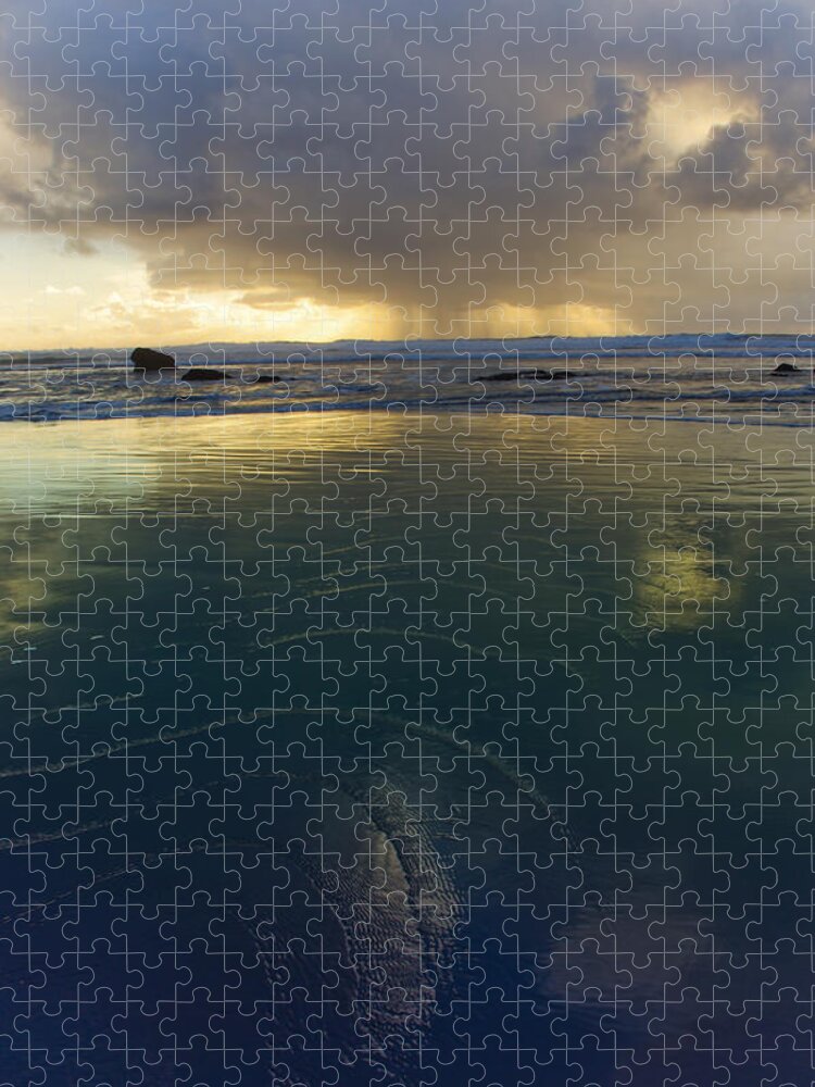 Beach Jigsaw Puzzle featuring the photograph Faraway Rain by Adria Trail