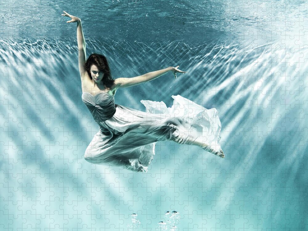 Underwater Jigsaw Puzzle featuring the photograph Female Dancer Under Water by Henrik Sorensen