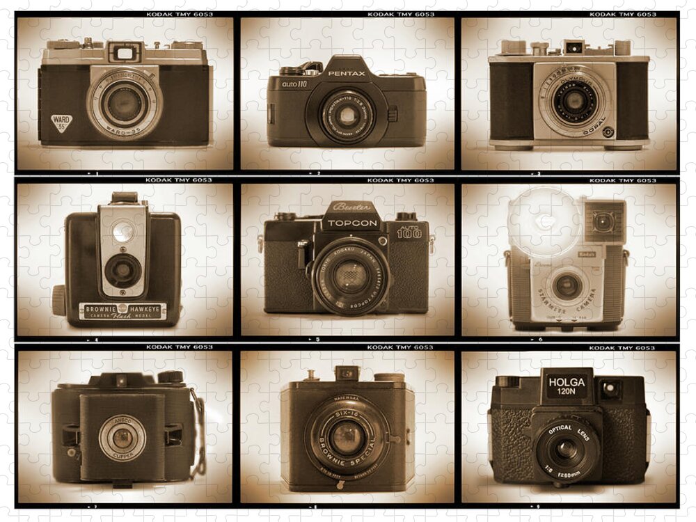 Vintage Film Cameras Jigsaw Puzzle featuring the photograph Film Camera Proofs 3 by Mike McGlothlen