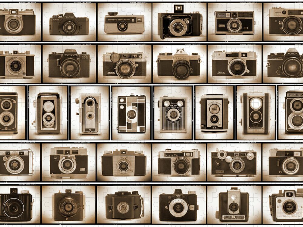 Vintage Cameras Jigsaw Puzzle featuring the photograph Film Camera Proofs by Mike McGlothlen